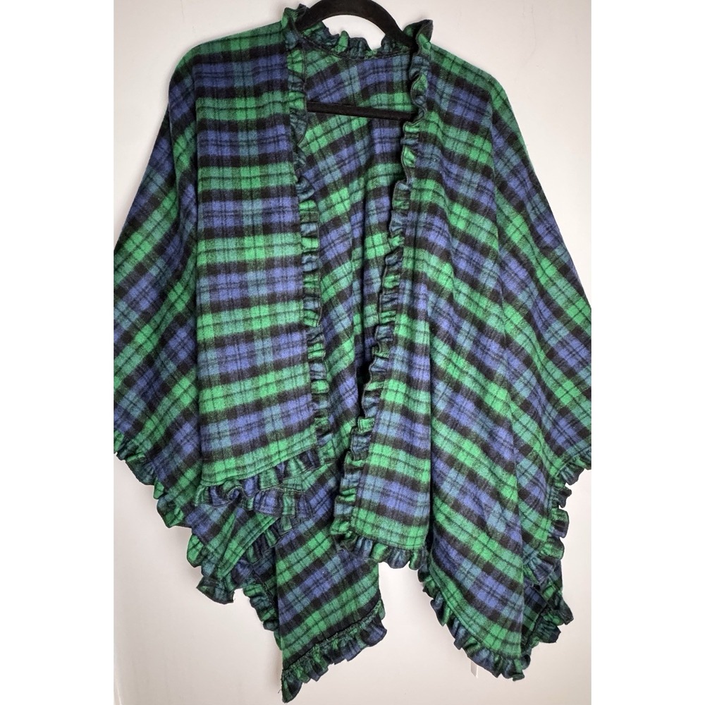 Talbots Green & Navy blue Tartan Plaid Wrap Women's One Size